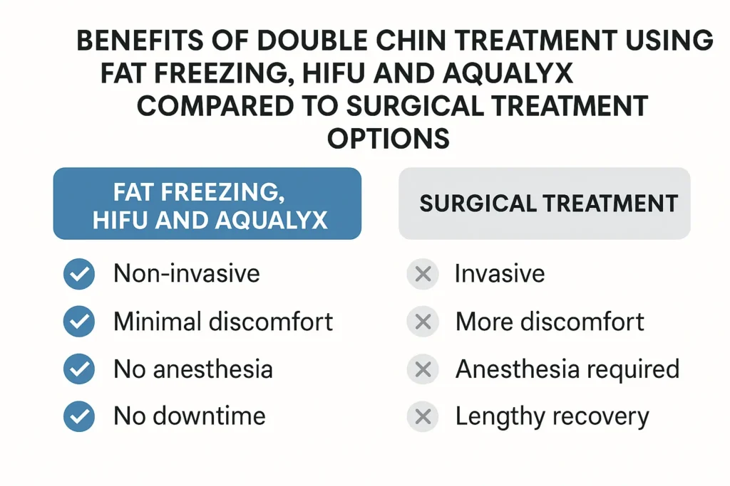 Graphic about the benefits of double chin treatment East Bedfont - from LA LIPO